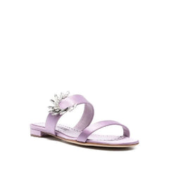 Manolo Blahnik Purple Silk Flat Sandals - EU36/US6