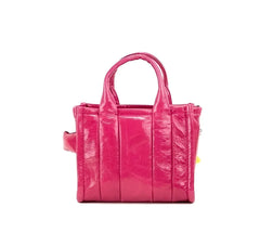Marc Jacobs The Shiny Crinkle Micro Tote Magenta Leather Crossbody Bag Handbag - Cross Body Bags