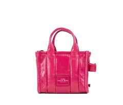 Marc Jacobs The Shiny Crinkle Micro Tote Magenta Leather Crossbody Bag Handbag - Cross Body Bags