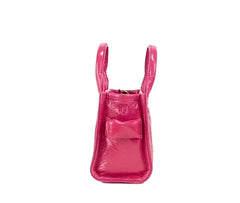 Marc Jacobs The Shiny Crinkle Micro Tote Magenta Leather Crossbody Bag Handbag - Cross Body Bags