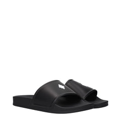 Marcelo Burlon Black Cotton Slippers Sandals - EU45/US12
