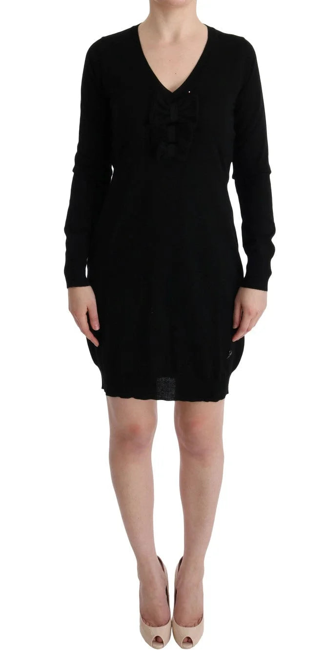 MARGHI LO’ Black Wool Long Sleeve Shift Dress - Dresses