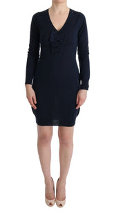 MARGHI LO’ Blue Wool Long Sleeve Shift Dress - Dresses