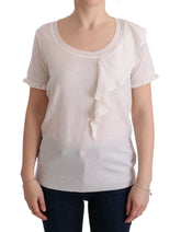MARGHI LO’ White 100% Lana Wool Top Blouse T-shirt - IT46|XL - T-Shirts