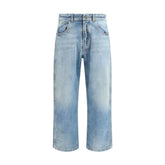 Margiela Light Blue Cotton Cropped Jeans