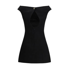 Marine Serre Black Fleece Wool Casual Dress