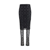 Marine Serre Black Recycled Polyamide Midi Skirt - S