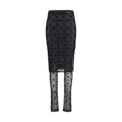 Marine Serre Black Recycled Polyamide Midi Skirt - S