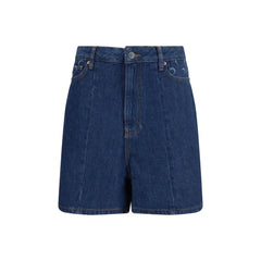Marine Serre Blue Cotton Bermuda Shorts