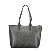 Mario Valentino ’Black Polyurethane Women Handbag with Internal Pockets’