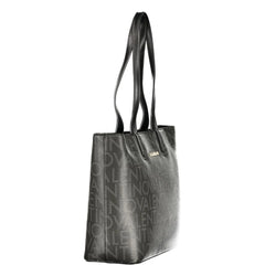 Mario Valentino ’Black Polyurethane Women Handbag with Internal Pockets’