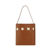 Marni Brown Calf Leather Bos Taurus Shoulder Bag