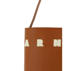 Marni Brown Calf Leather Bos Taurus Shoulder Bag