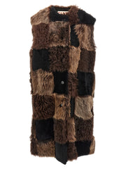 Marni Brown Lamb Fur Sleeveless Jacket - IT40