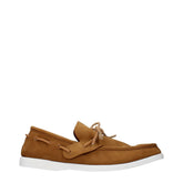 Marni brown leather slip-on loafers for men featuring a rounded toe and minimalist Italian craftsmanship.