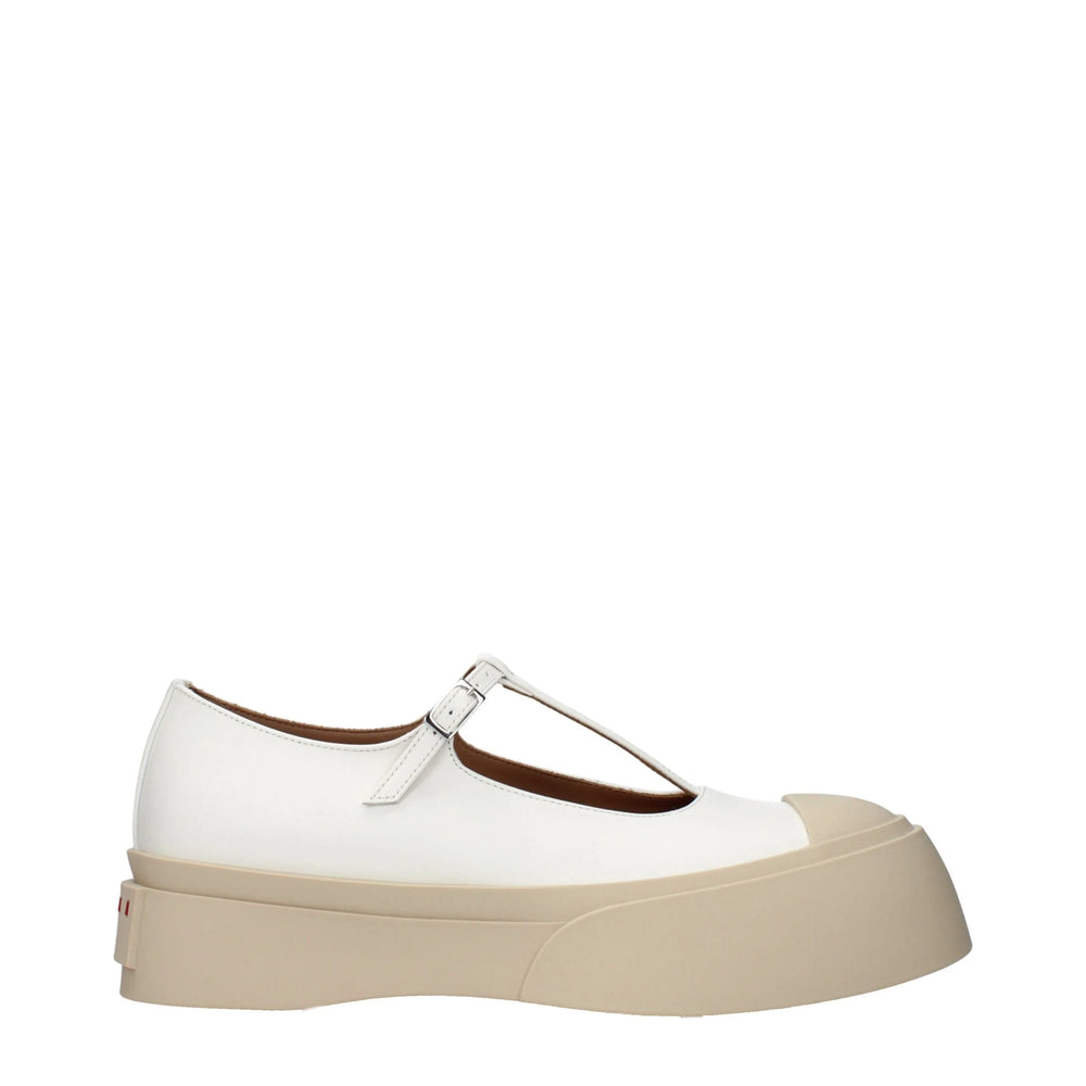 Marni White Leather Slip-On Loafers