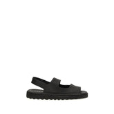 Marsell Black Calf Leather Bos Taurus Flat Sandals