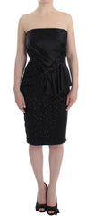 Masha Ma Black Strapless Embellished Pencil Dress - Dresses