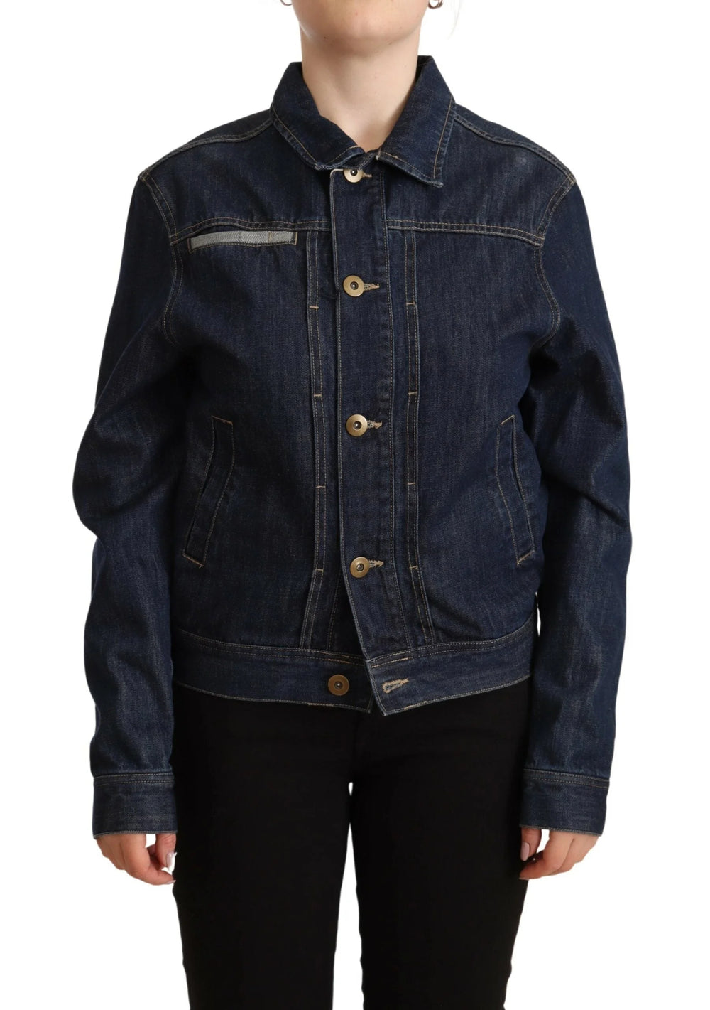 Master Coat Dark Blue Button Down Long Sleeves Denim Jacket - IT40|S - Trucker Jackets