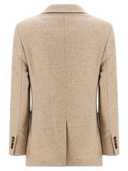 Max Mara Beige Alpaca Leather Blazer