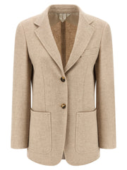 Max Mara Beige Alpaca Leather Blazer