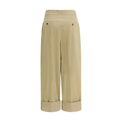 Max Mara Beige Cotton Cropped Pants