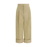 Max Mara Beige Cotton Cropped Pants - IT42 | L