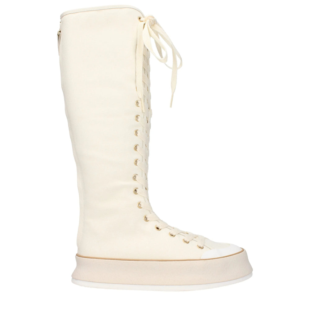 Max Mara Beige Fabric Lace-Up Boots - Boots