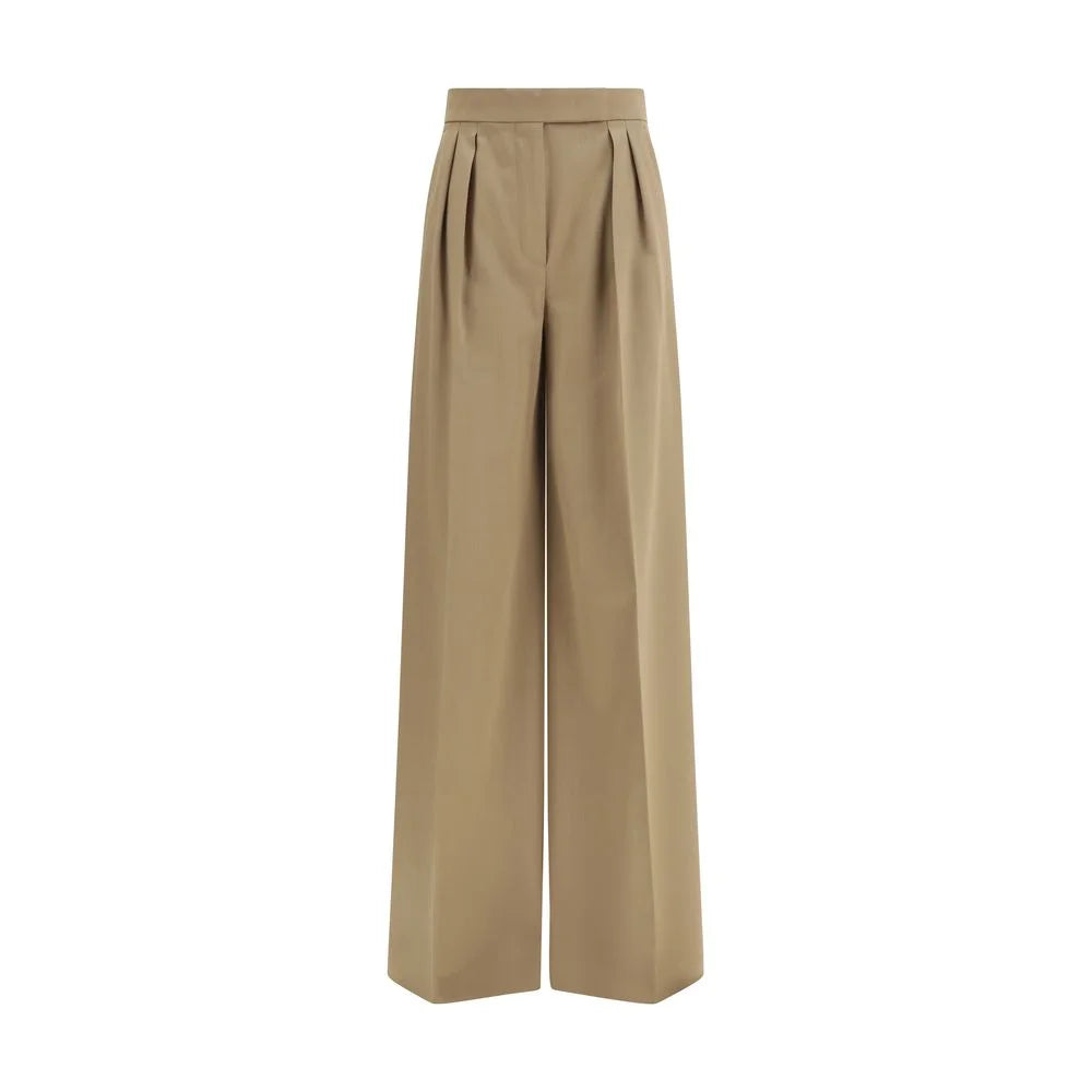 Max Mara Beige Fleece Wool Casual Pants