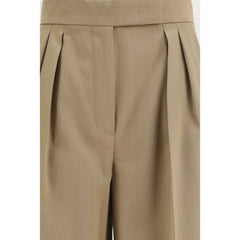 Max Mara Beige Fleece Wool Casual Pants