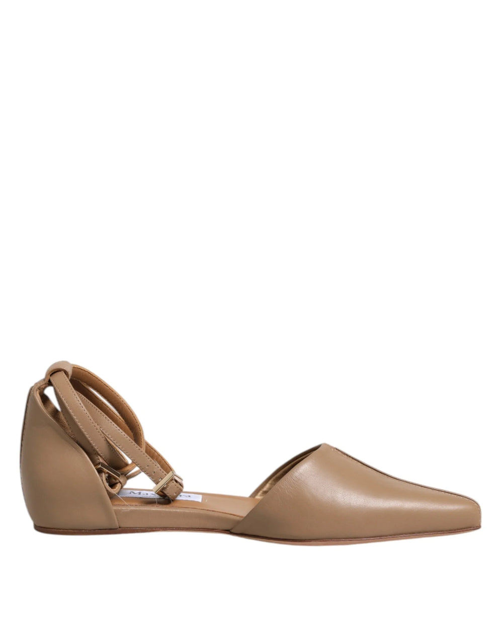 Max Mara Beige Leather Pointed Toe Sandals Ballet Flat Shoes - EU37/US6.5 - Flats