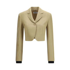 Max Mara מעיל ג'ינס מבד פשתן בז'