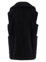 Max Mara Black Alpaca Leather Sleeveless Jacket - IT42