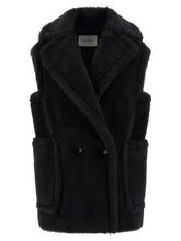 Max Mara Black Alpaca Leather Sleeveless Jacket - IT42