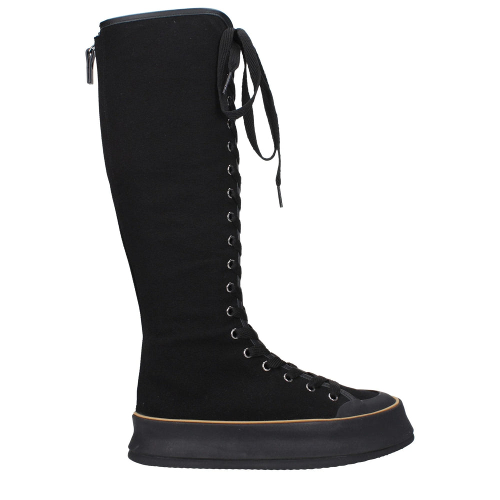 Max Mara Black Fabric Lace-Up Boots - EU36/US6