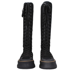 Max Mara Black Fabric Lace-Up Boots - EU36/US6