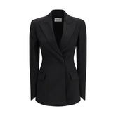 Max Mara Black Fleece Wool Blazer - IT36 | XS