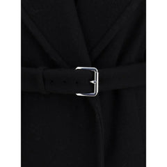 Max Mara Black Fleece Wool Coat