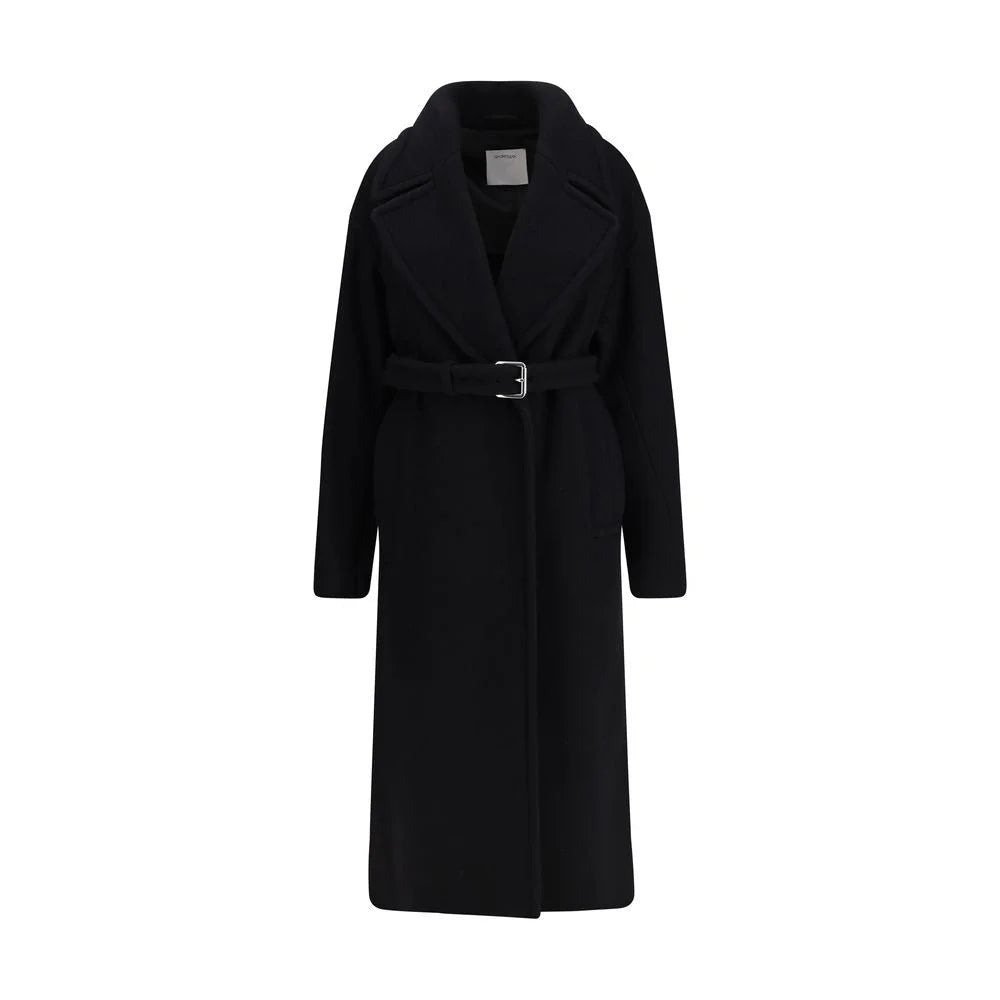 Max Mara Black Fleece Wool Coat