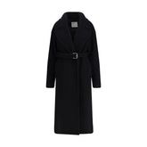 Max Mara Black Fleece Wool Coat