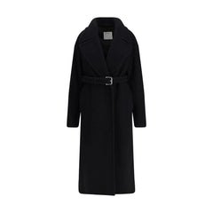 Max Mara Black Fleece Wool Coat