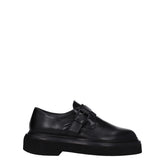 Front view of Max Mara black leather Oxfords featuring a polished finish and classic lace-up closure for a refined look.