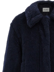 Max Mara Blue Alpaca Leather Coat