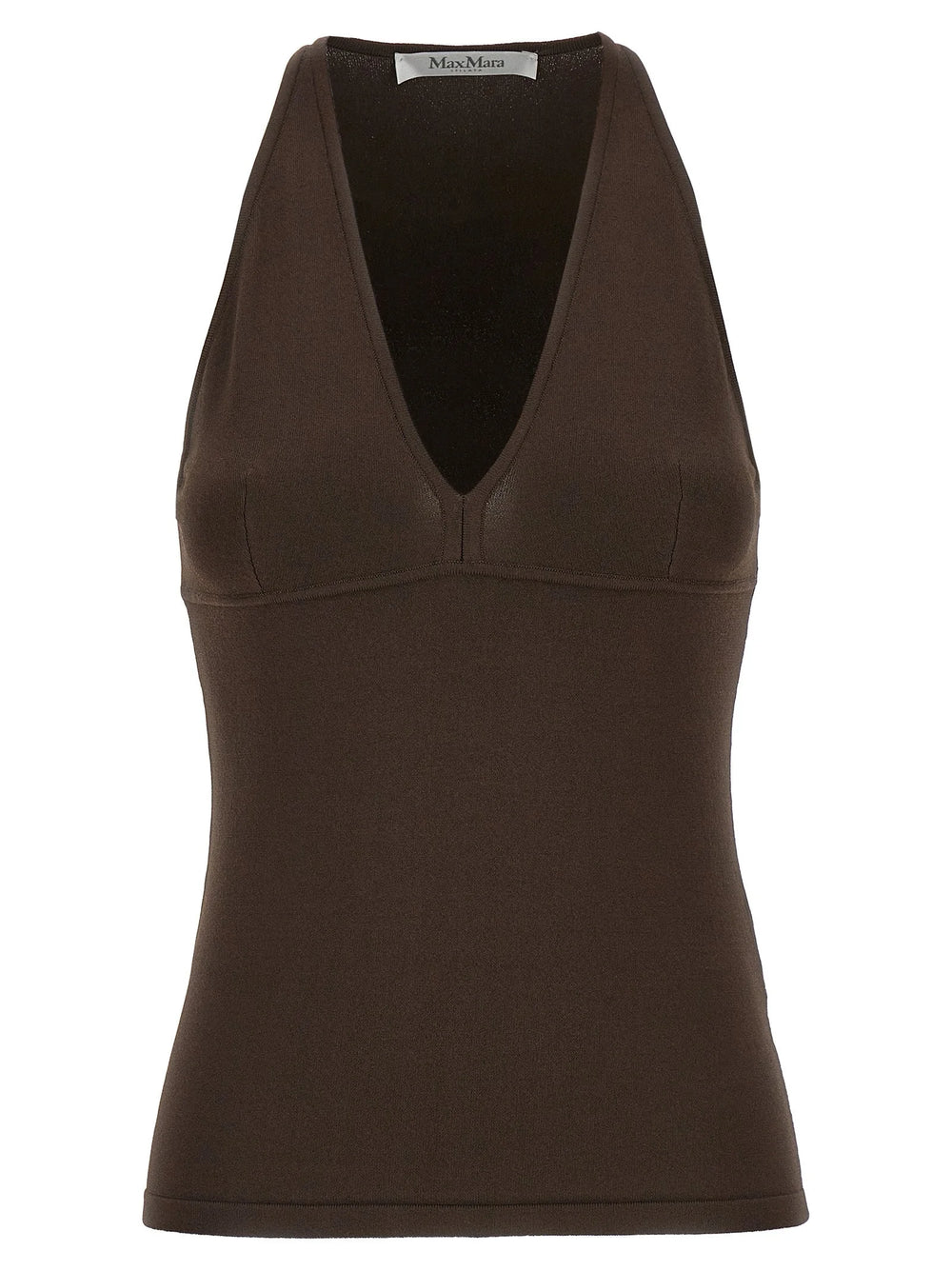 Max Mara Brown Viscose Sleeveles T-Shirt - M