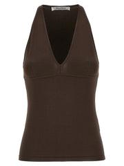 Max Mara Brown Viscose Sleeveles T-Shirt - M