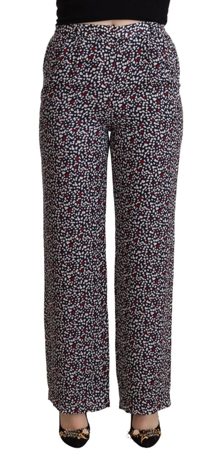 Michael Kors Black High Waist Printed Straight Pants - IT42|M - Trousers