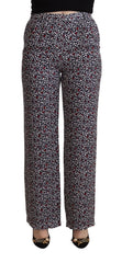 Michael Kors Black High Waist Printed Straight Pants - IT42|M - Trousers