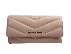Michael Kors Jet Set Travel Large Quilted Leather Trifold Wallet Powder Blush - Wallets