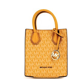Michael Kors Mercer XS Honeycomb Gold Signature PVC North South Shopper Crossbody Bag - Cross Body Bags