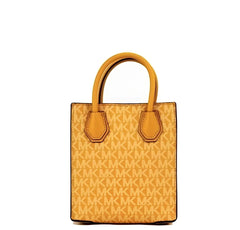 Michael Kors Mercer XS Honeycomb Gold Signature PVC North South Shopper Crossbody Bag - Cross Body Bags